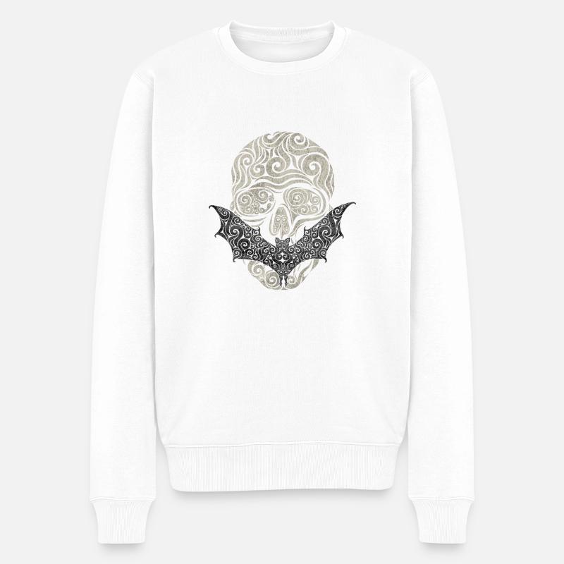 Crâne / Chauve-souris - Pull Premium bio Homme - blanc