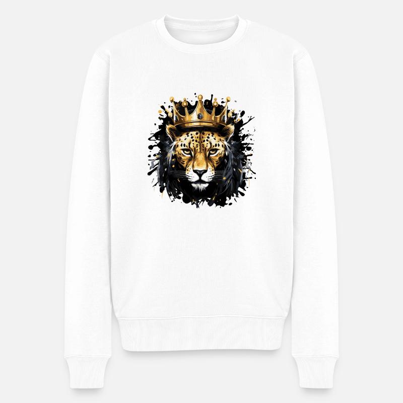 gepard krone tier - Männer Premium Bio Pullover - Weiß
