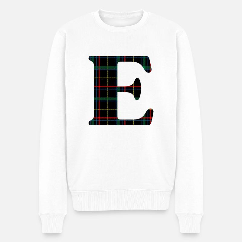 Monogramm und schottischer Tartan - Männer Premium Bio Pullover - Weiß