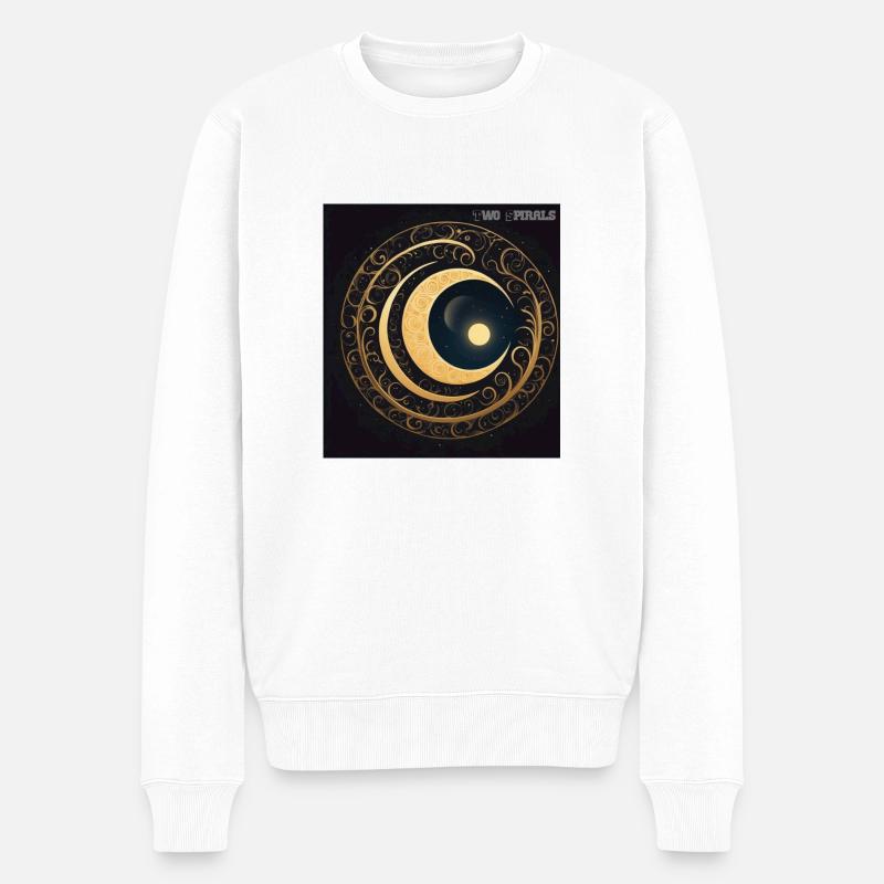 Zwei Spiralen - Mond und Spiralen - Männer Premium Bio Pullover - Weiß
