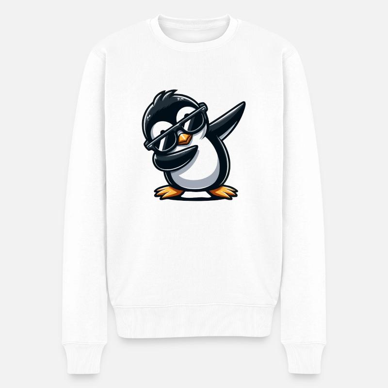 Pinguin Dabbing - Männer Premium Bio Pullover - Weiß