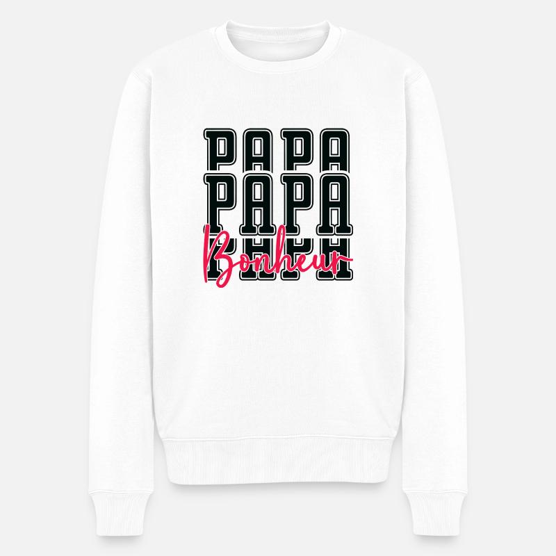 Papa Glück - Männer Premium Bio Pullover - Weiß