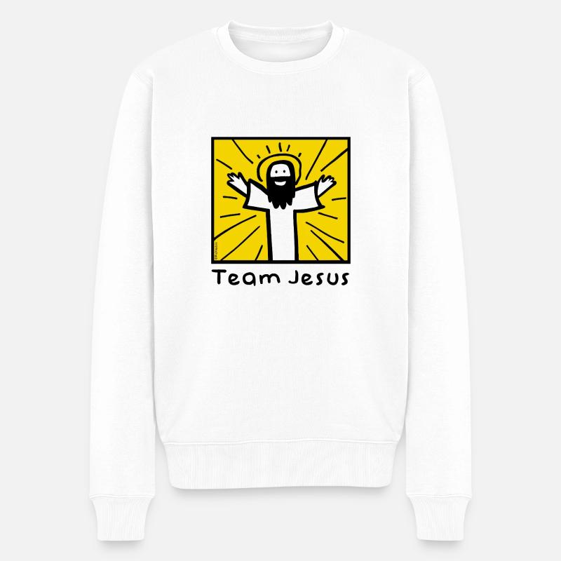 Team Jesus Doodle - Männer Premium Bio Pullover - Weiß