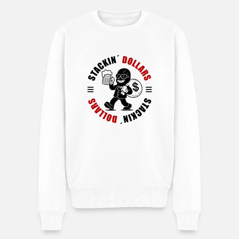 Gangster Spruch Dollars - Männer Premium Bio Pullover - Weiß
