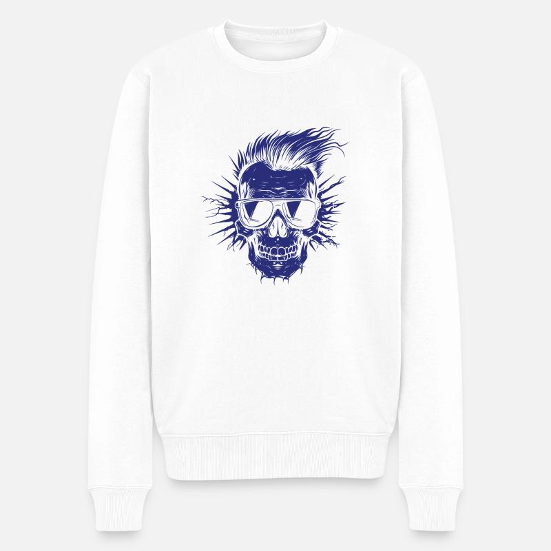 skull style sonnenbrille - Männer Premium Bio Pullover - Weiß