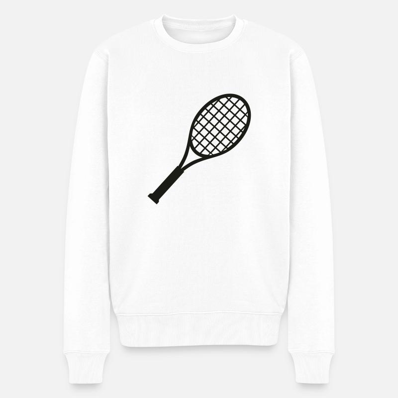 Tennisschläger - Männer Premium Bio Pullover - Weiß