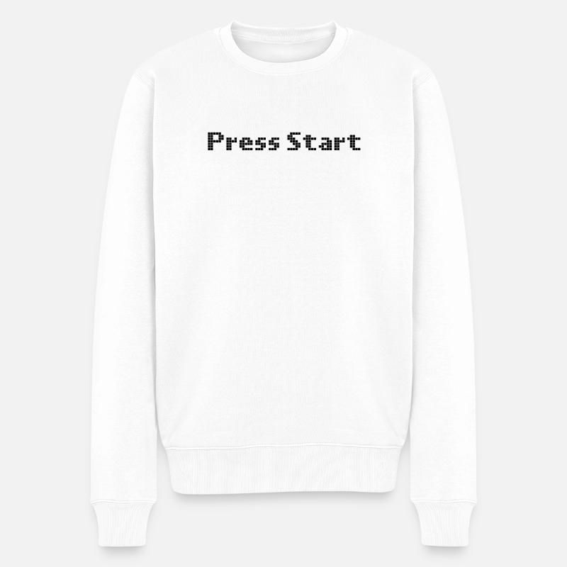 press start - space invader - Männer Premium Bio Pullover - Weiß