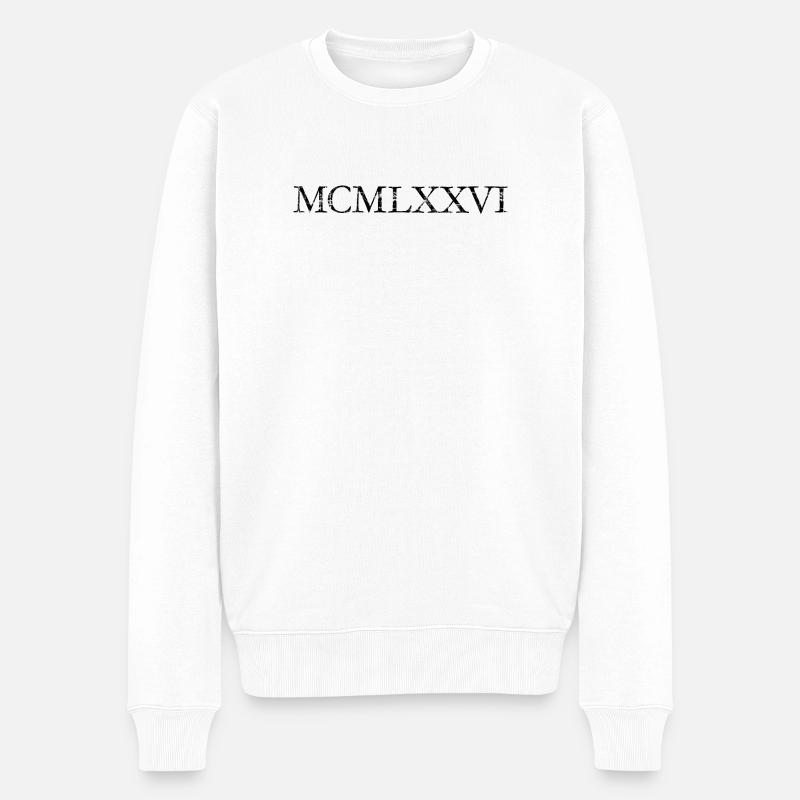 MCMLXXVI (Vintage) Jahrgang 1976 Geburtstag - Männer Premium Bio Pullover - Weiß