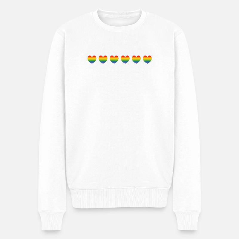 LGBTQ Rainbow Hearts LGBT lgbtqi queer - Pull Premium bio Homme - blanc