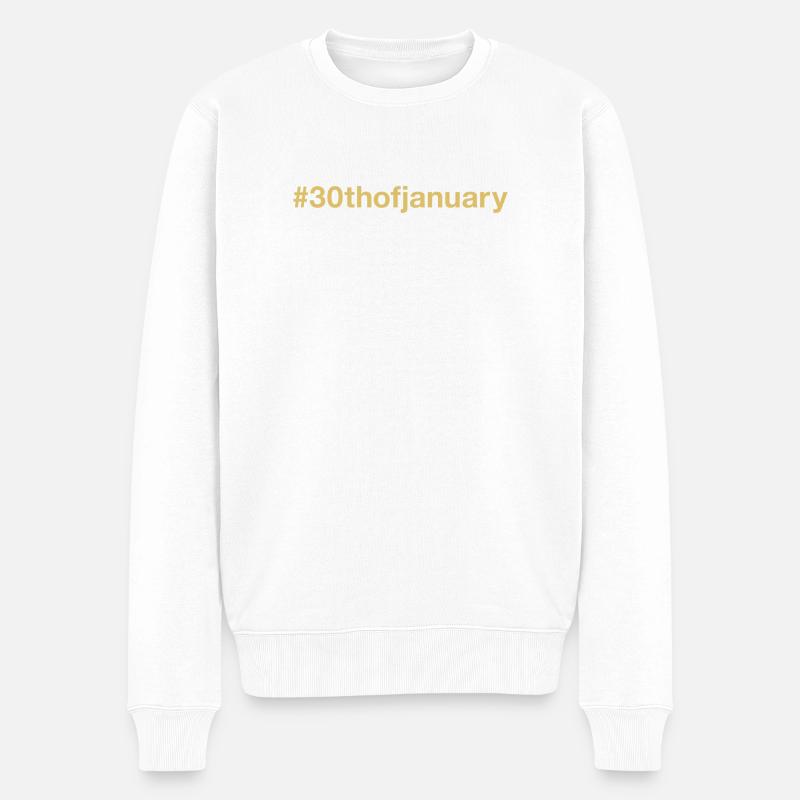 né le 30 janvier - anniversaire - Pull Premium bio Homme - blanc