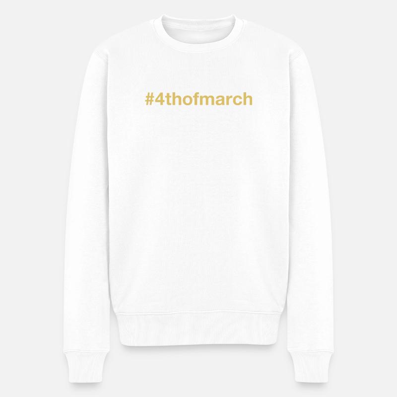 né le 4 mars Anniversaire - Pull Premium bio Homme - blanc