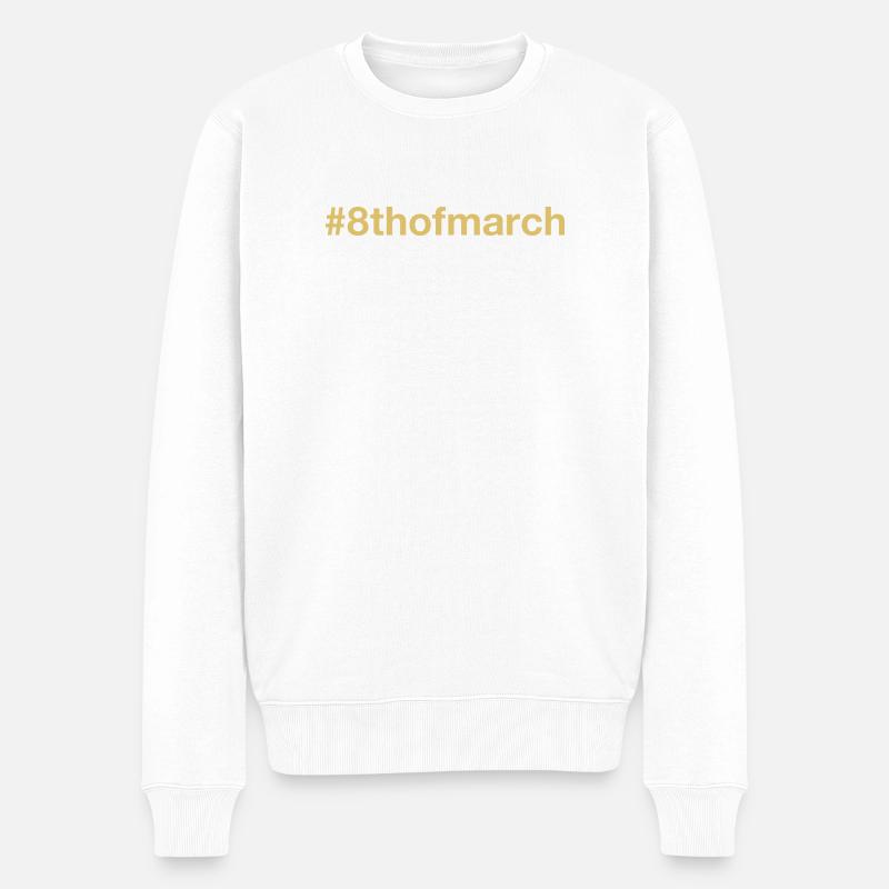 geboren am 8. März Geburtstag birthday - Männer Premium Bio Pullover - Weiß