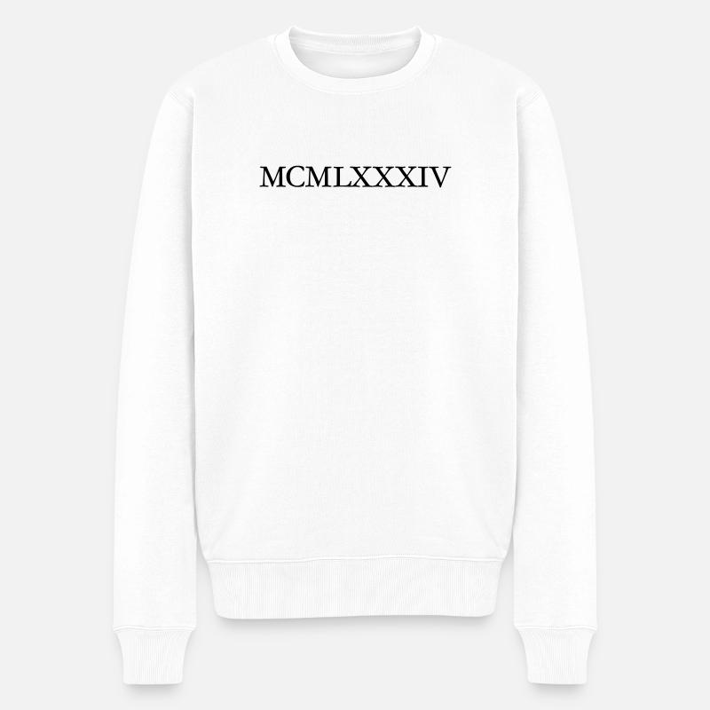 MCMLXXXIV (Schwarz) Jahrgang 1984 Geburtstag - Männer Premium Bio Pullover - Weiß