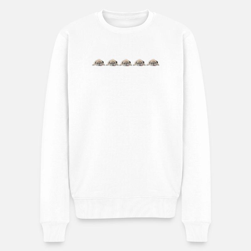5 Möpse - Männer Premium Bio Pullover - Weiß