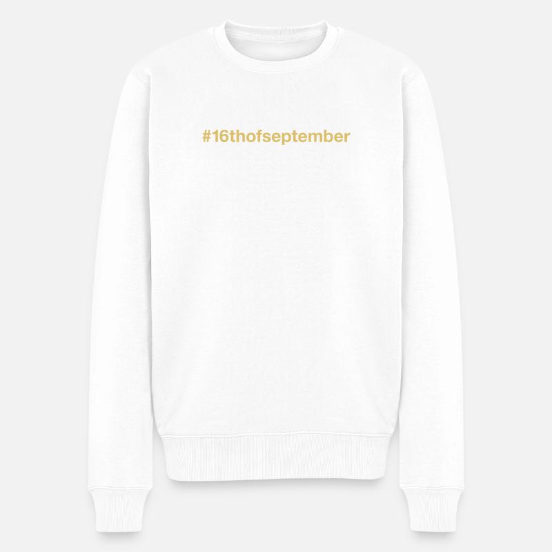 né le 16 septembre Anniversaire - Pull Premium bio Homme - blanc