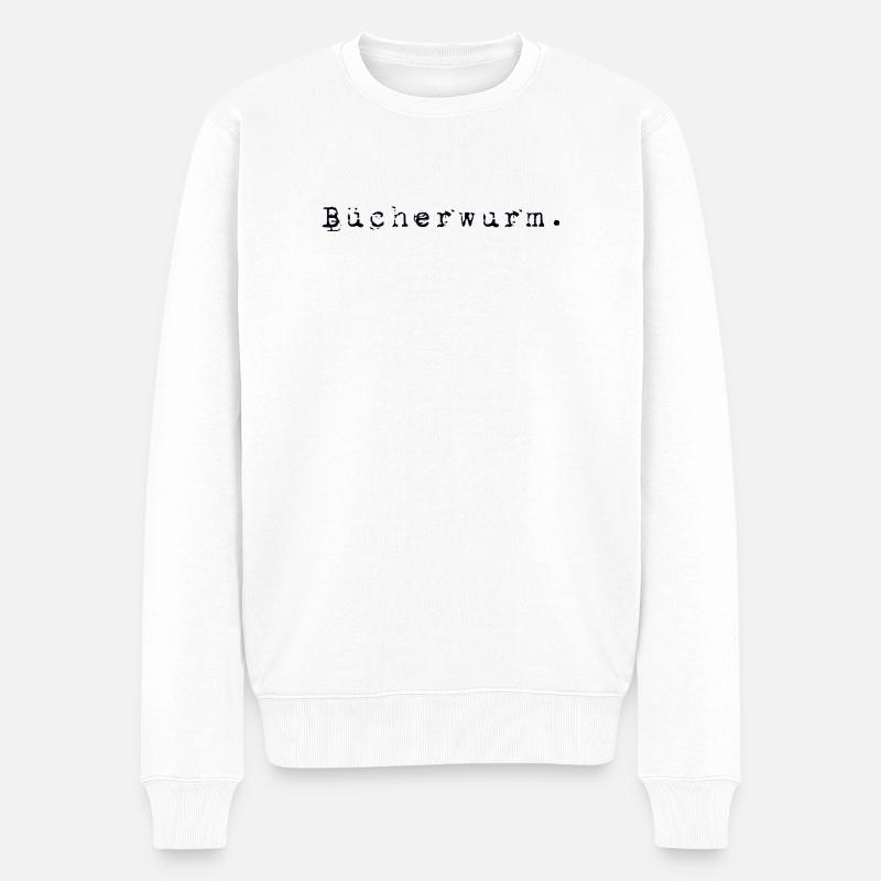 Bücherwurm Bookworm - Männer Premium Bio Pullover - Weiß