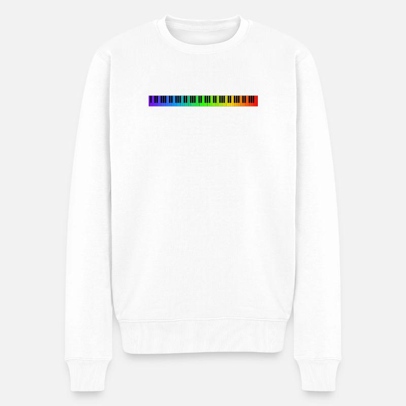 Regenbogen Klaviatur - Männer Premium Bio Pullover - Weiß