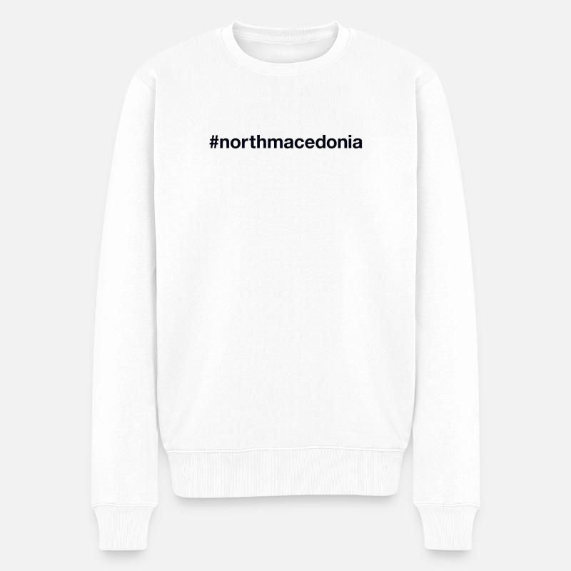 NORTH MACEDONIA Hashtag Nordmazedonien - Männer Premium Bio Pullover - Weiß