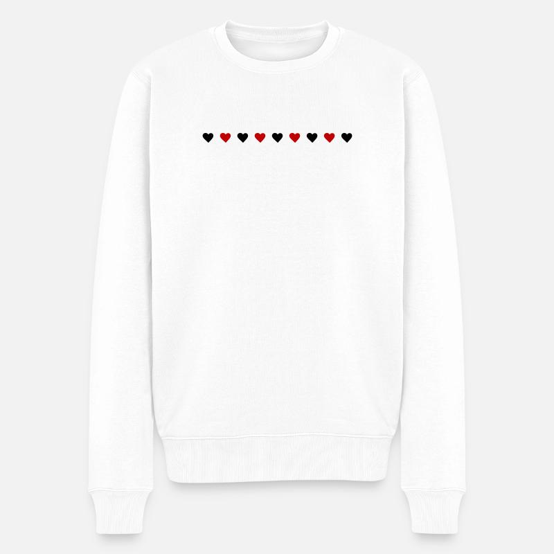 Herzen Linie Liebe - Männer Premium Bio Pullover - Weiß
