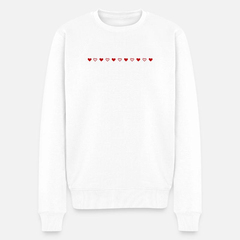 Hjerter-linjeikon - Økologisk premium-sweatshirt til mænd - hvid
