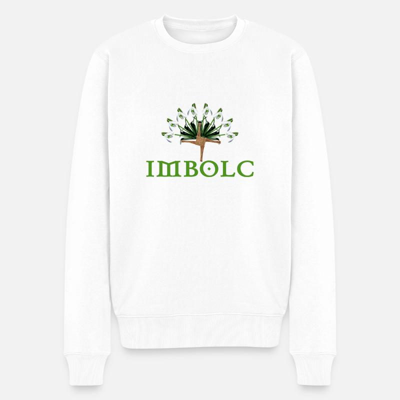 imbolc avec demi-cercle perce-neige - Pull Premium bio Homme - blanc