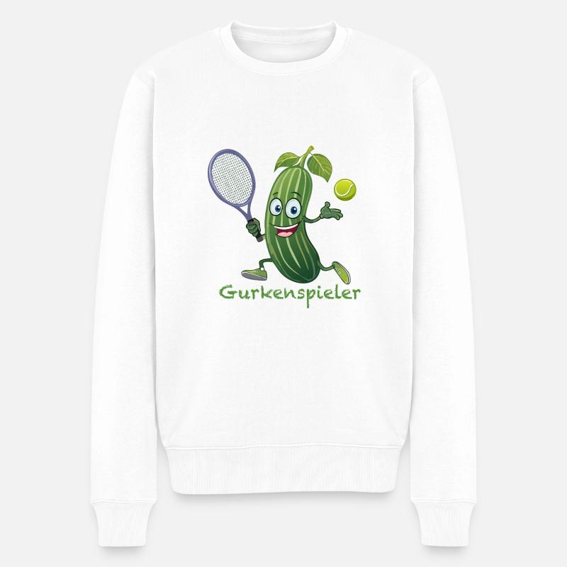 lachende gurke, tennis, gurkenspieler, gurke - Männer Premium Bio Pullover - Weiß