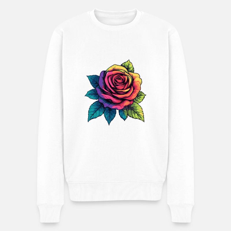 Fleur de rose - Pull Premium bio Homme - blanc