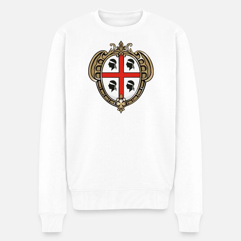 Goldenes Wappen Sardiniens - Männer Premium Bio Pullover - Weiß