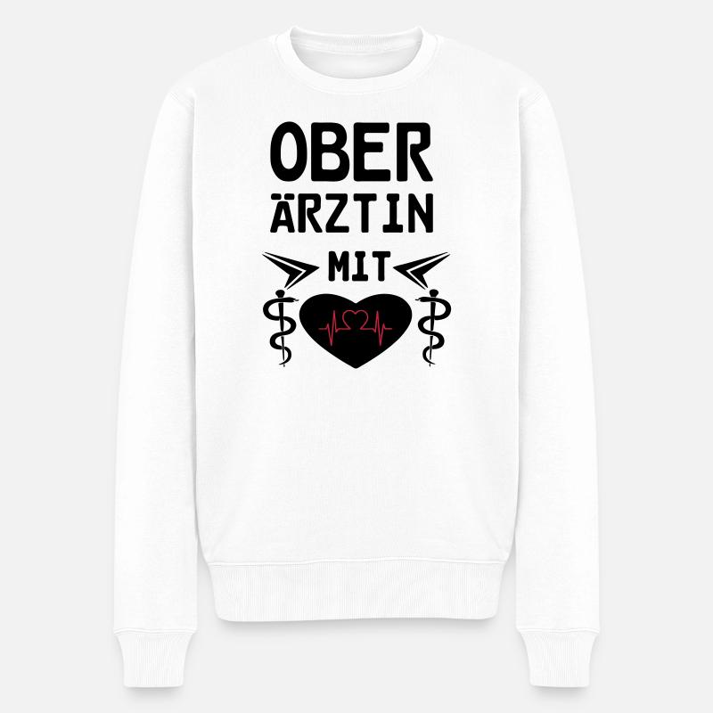 Oberärztin mit Herz Geschenk - Männer Premium Bio Pullover - Weiß