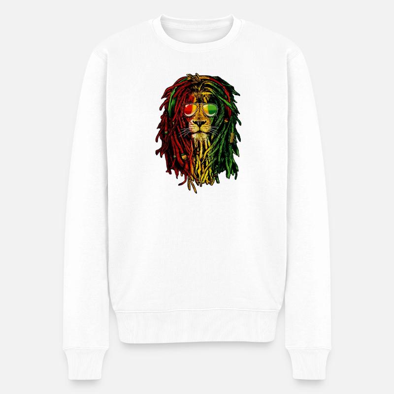 Lion Rasta - Männer Premium Bio Pullover - Weiß