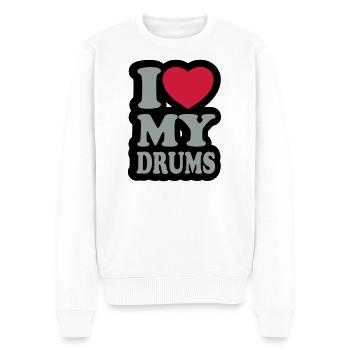 I love my drums - Ich liebe meine Trommeln - Männer Premium Bio Pullover - Weiß - Vorne - Thijin (182cm)