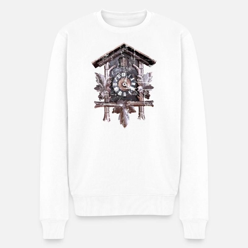 Kuckucksuhr - Männer Premium Bio Pullover - Weiß