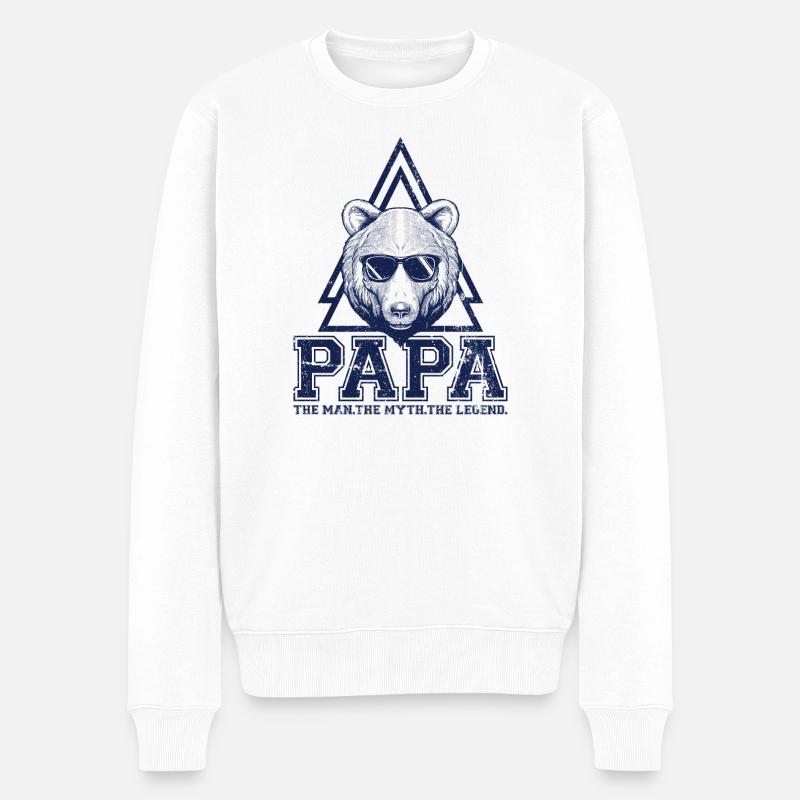 Papa Bear Dreieck-Logo - Männer Premium Bio Pullover - Weiß