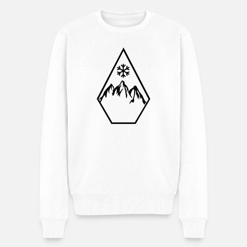 Ski Snowboard Snowflake Diamond - Männer Premium Bio Pullover - Weiß