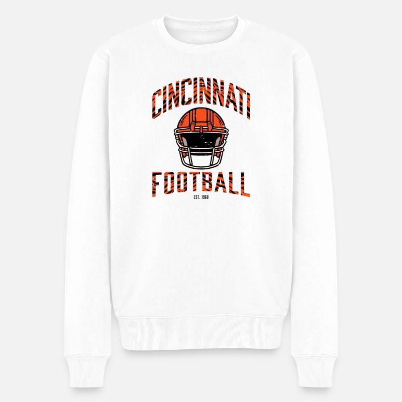 Cincinnati Football – Helmet & Tiger Style - Männer Premium Bio Pullover - Weiß