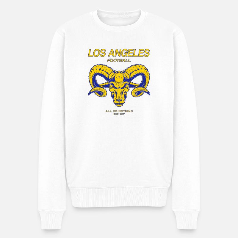 LA Football Ram Skull Vintage - Männer Premium Bio Pullover - Weiß