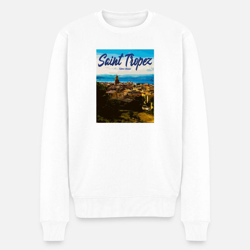 Saint-Tropez Côte d’Azur Côtière - Pull Premium bio Homme - blanc