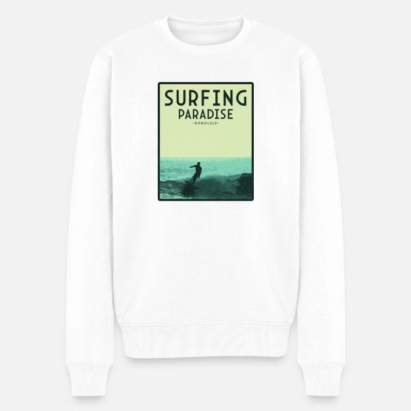 Surfenparadies Honolulu - Männer Premium Bio Pullover - Weiß