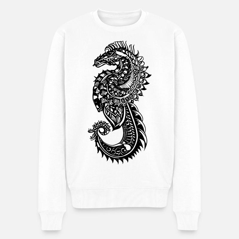 Seepferdchen Tattoo - Männer Premium Bio Pullover - Weiß