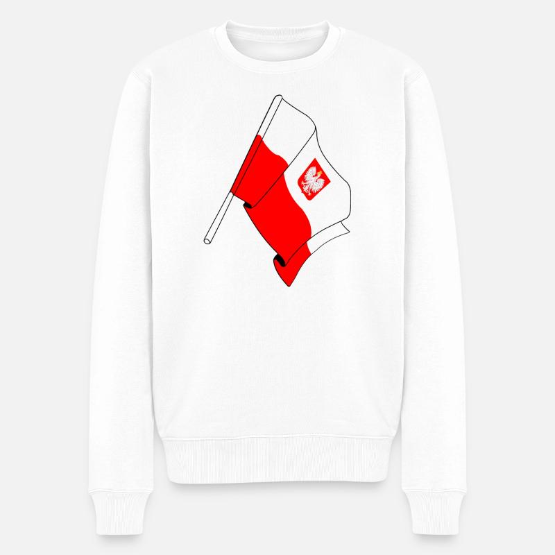 Flagge: Polen - Männer Premium Bio Pullover - Weiß