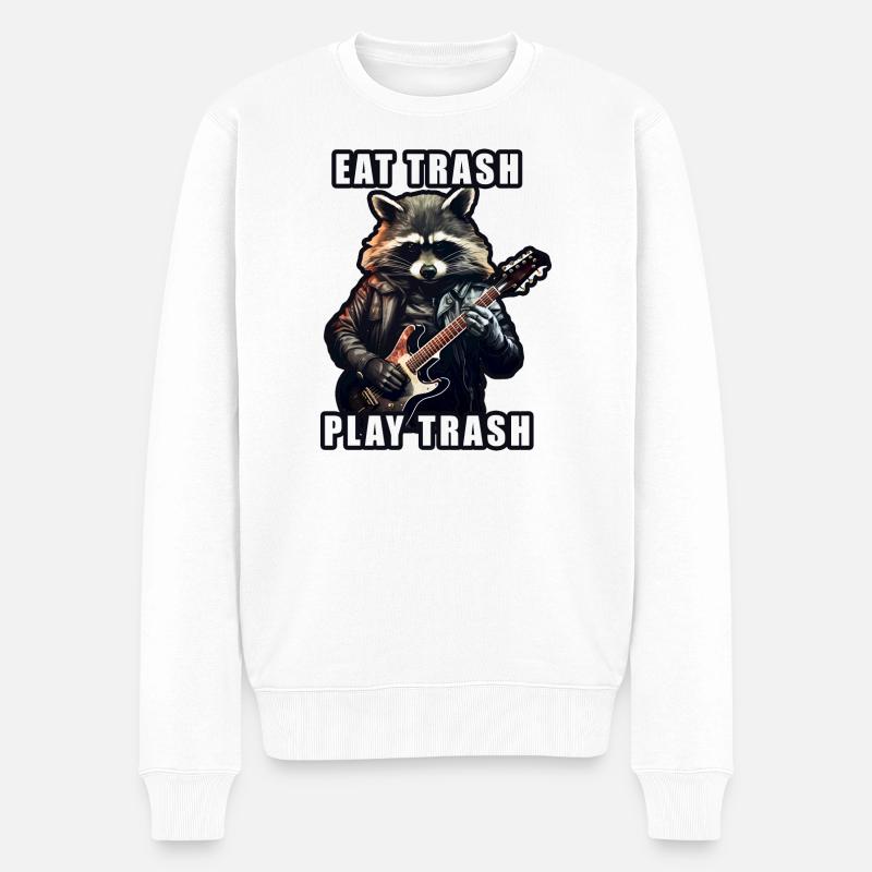 Metalhead Waschbär Gitarre - Männer Premium Bio Pullover - Weiß