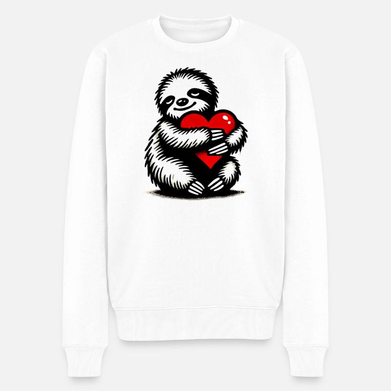 Faultier - Männer Premium Bio Pullover - Weiß