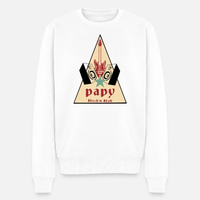 Papy rock'n roll - Pull Premium bio Homme - blanc