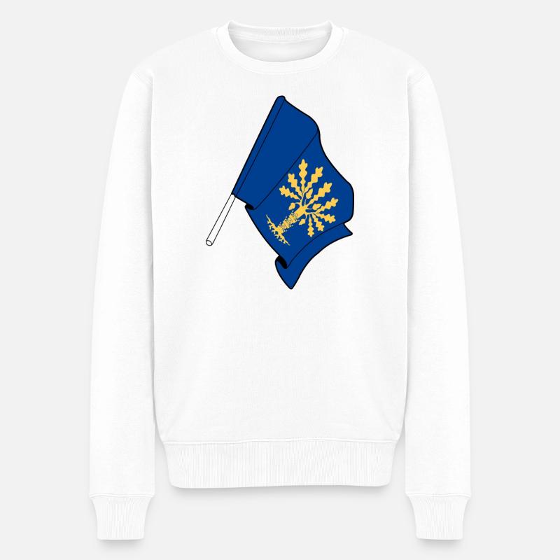 Blekinge, Schweden – Einfacher Flaggenstolz - Männer Premium Bio Pullover - Weiß