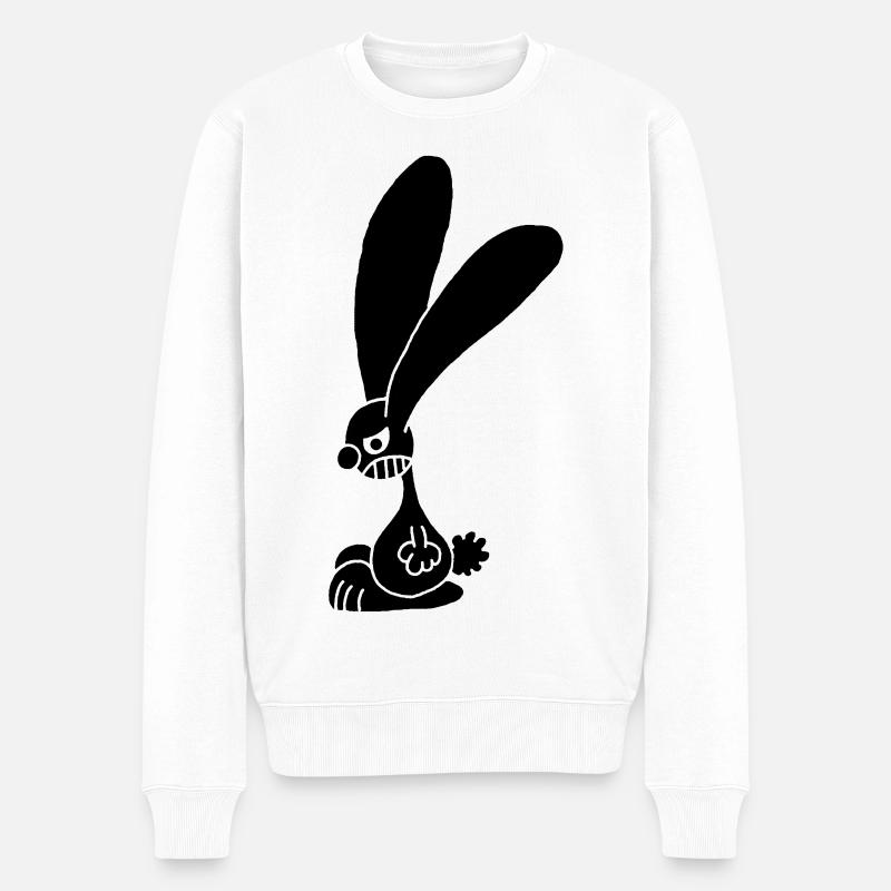 Lapin noir grognon - Pull Premium bio Homme - blanc