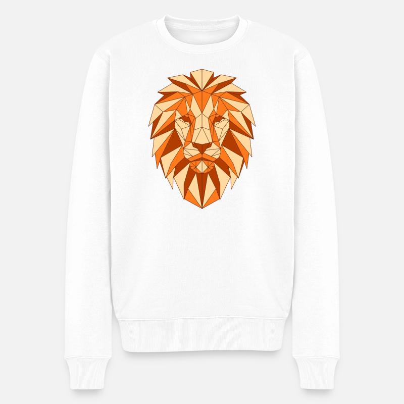 Geometrischer Löwenkopf - Männer Premium Bio Pullover - Weiß