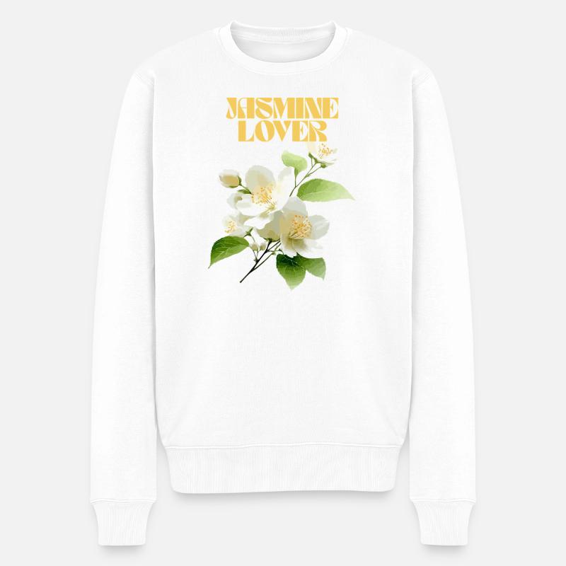 Design élégant de fleur de jasmin - Pull Premium bio Homme - blanc
