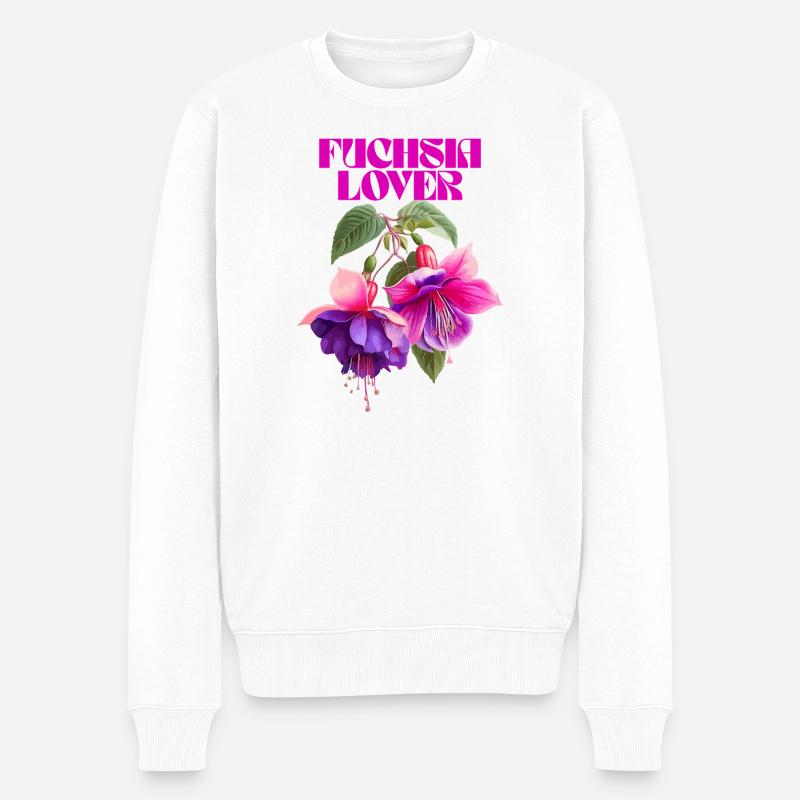 Fuchsia Lover Botanische Illustration - Männer Premium Bio Pullover - Weiß