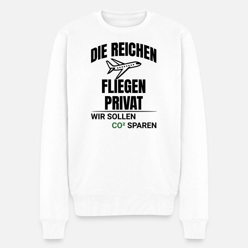 Abstraktes CO2 Klimaschutz Design - Männer Premium Bio Pullover - Weiß