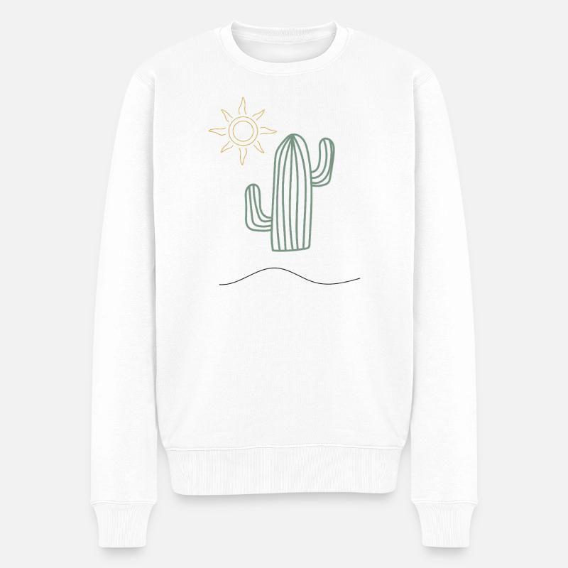 Kaktus im Sonnenlicht - Männer Premium Bio Pullover - Weiß